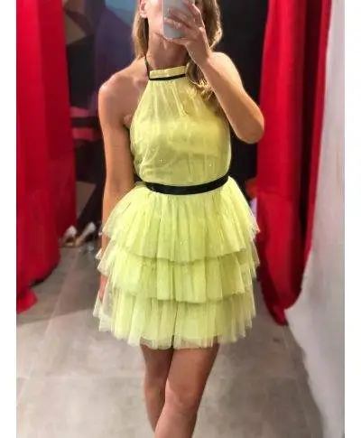 Vestito corto, elegante - Giallo - In tulle