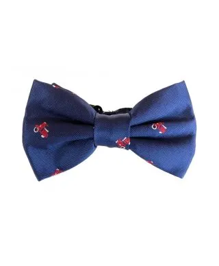 Papillon uomo - Blu - Fantasia vespe rosse - Con pochette