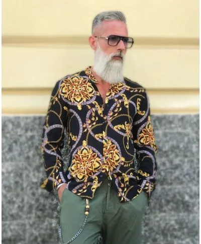 Camicia uomo fantasia - Coreana - Stampa Versace