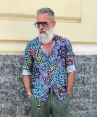 Camicia uomo particolare - Disegno bandana - Collo coreano