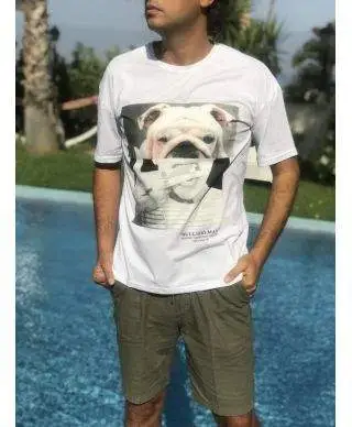 T shirt uomo particolare, bianca con stampa digitale