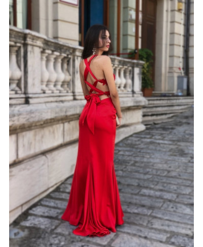 Vestito rosso, elegante - A sirena - Schiena scoperta