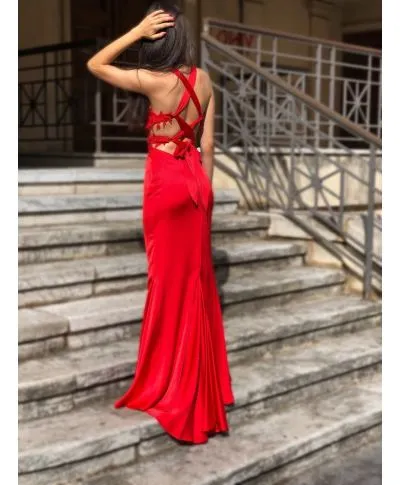 Vestito rosso, elegante - A sirena - Schiena scoperta