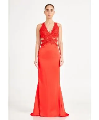 Vestito rosso, elegante - A sirena - Schiena scoperta