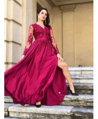 Vestito elegante - Lungo - Bordo - Da cerimonia