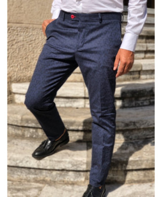 Pantaloni uomo, blu a microfantasia