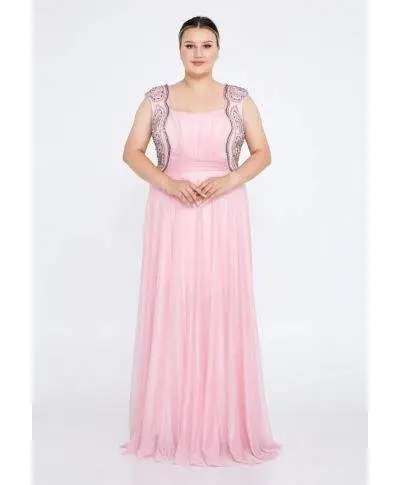 Vestito taglie comode, giovanile - Rosa - Brillantinoso