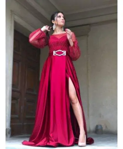 Vestito rosso - Da cerimonia - Con spacco