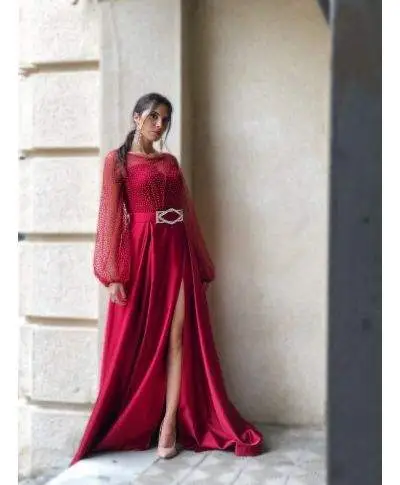 Vestito rosso - Da cerimonia - Con spacco