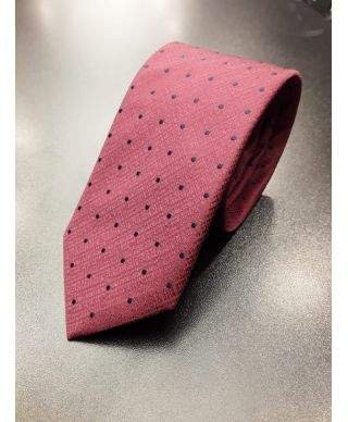 Cravatta uomo, bordeaux con pois blu - Cerimonia