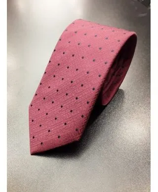 Cravatta uomo, bordeaux con pois blu - Cerimonia