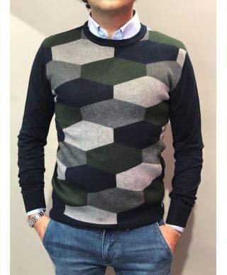 Maglione uomo - Blu - Girocollo - Key Jey