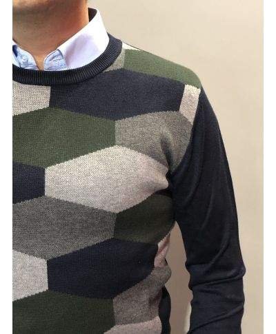 Maglione uomo - Blu - Girocollo - Key Jey