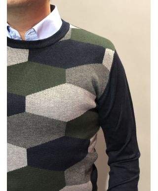 Maglione uomo - Blu - Girocollo - Key Jey