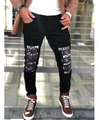 Jeans con toppe - Neri - Slim
