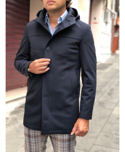 Trench uomo con cappuccio, Blu -  Paul Miranda