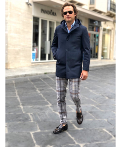 Trench uomo con cappuccio, Blu -  Paul Miranda