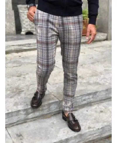 Paul Miranda - Pantaloni uomo - Quadri - Beige