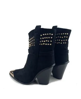 Texani neri - Con borchie oro - Camoscio
