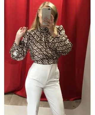 Camicia donna - Elegante - Corta - Marrone