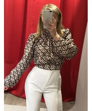 Camicia donna - Elegante - Corta - Marrone