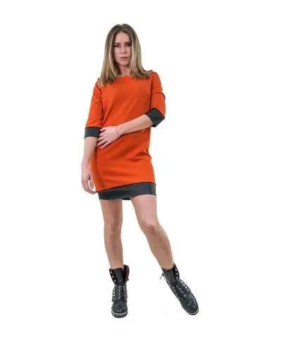 Abito estivo arancio - Vestito corto - Abitino manica lunga - Vestitini donna