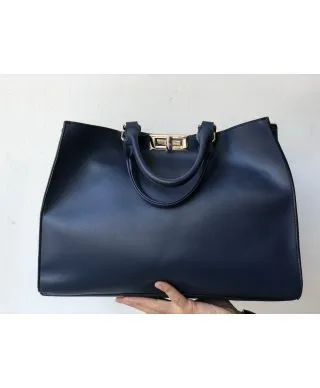 Borsa blu - Modello shopping - Con tracolla