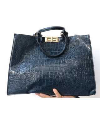 Shopping bag - Donna - Petrolio - Ecopelle