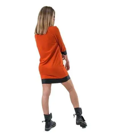 Abito estivo arancio - Vestito corto - Abitino manica lunga - Vestitini donna