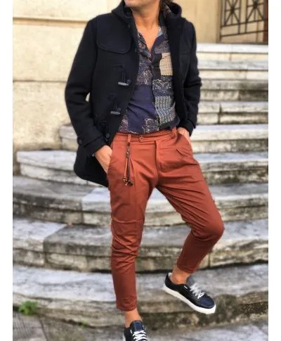 Camicia fantasia, uomo - Blu - Collo Italiano