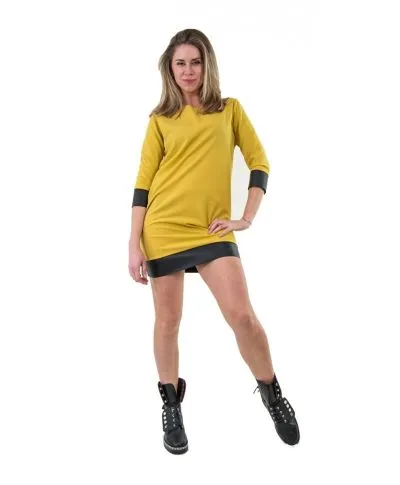 Abito estivo giallo - Vestito corto - Abitino manica lunga - Vestitini donna