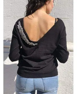 Maglione Donna - Nero - Con decorazione gioiello