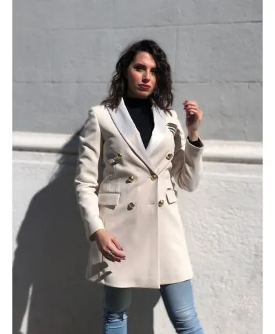 Cappotto donna - Panna - Doppiopetto