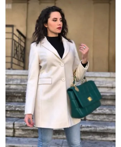 Cappotto donna - Panna - Monopetto - Made in Italy