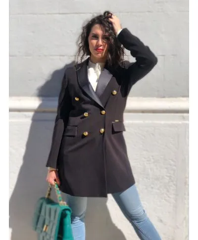 Cappotto donna, nero - Doppiopetto - Made in Italy