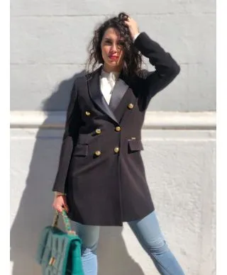 Cappotto donna, nero - Doppiopetto - Made in Italy