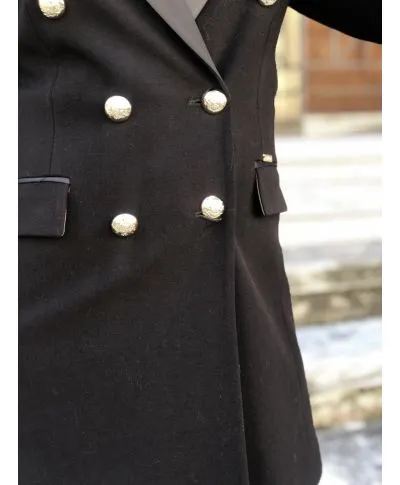 Cappotto donna, nero - Doppiopetto - Made in Italy