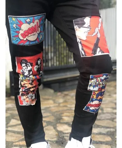 Jeans con toppe - Nero - Skinny