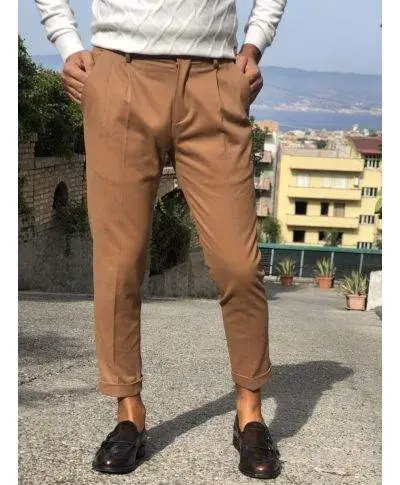 Pantaloni uomo, color tabacco - Made in Italy