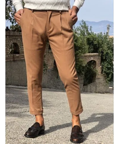 Pantaloni uomo, color tabacco - Made in Italy