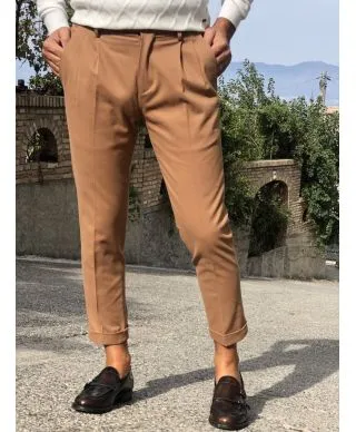 Pantaloni uomo, color tabacco - Made in Italy