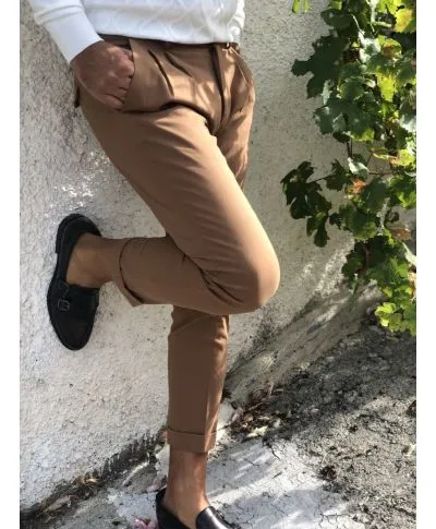 Pantaloni uomo, color tabacco - Made in Italy