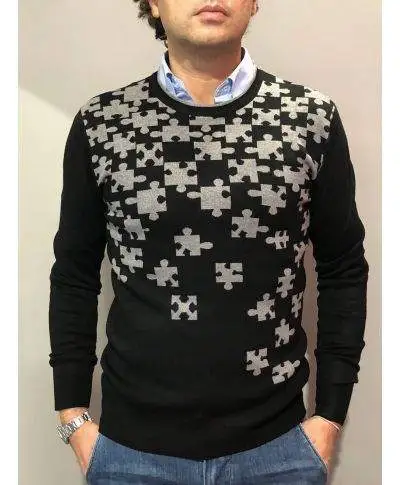 Maglione uomo - Girocollo - Nero - Key Jey