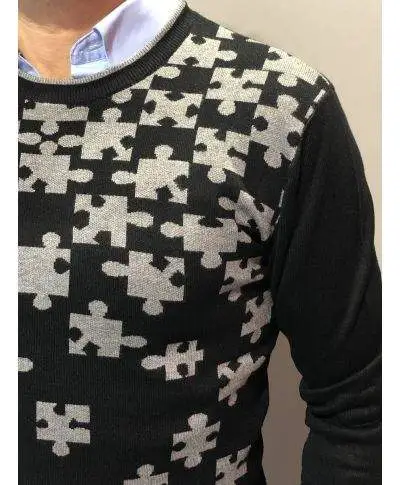 Maglione uomo - Girocollo - Nero - Key Jey