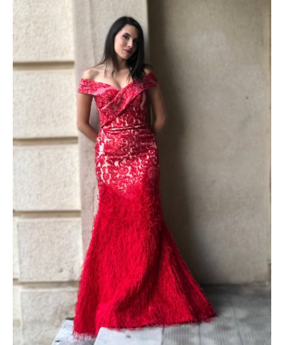 Vestito elegante - Rosso - A sirena