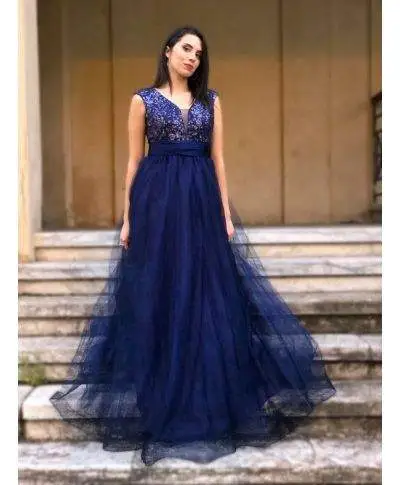 Vestito lungo, elegante - Con manica lunga in pizzo