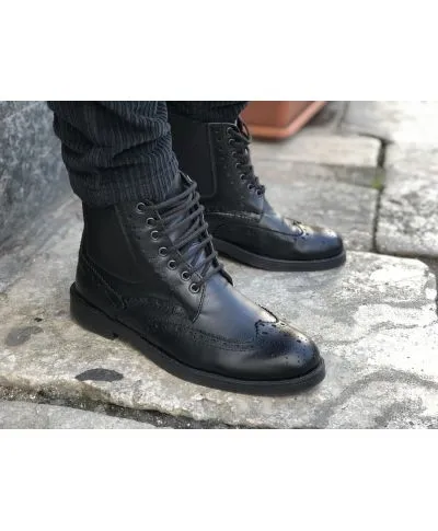 Anfibi uomo, neri - Vera pelle - Made in Italy