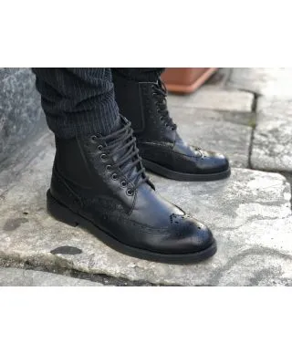 Anfibi uomo, neri - Vera pelle - Made in Italy