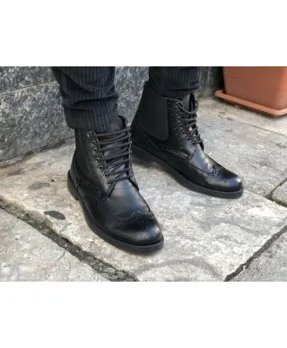 Anfibi uomo, neri - Vera pelle - Made in Italy