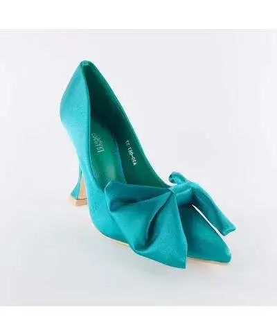 Decollette verde - in raso con fiocco